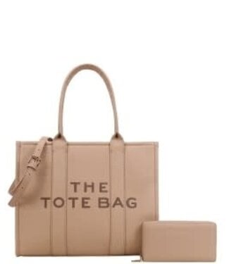 Carry All Tote Handbag & Wallet Set - Taupe