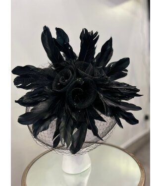 FEATHER BLOOM FASCINATOR - BLACK