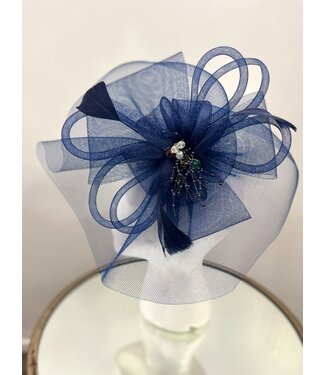 TAKE YOUR BREATHE AWAY FASCINATOR - NAVY