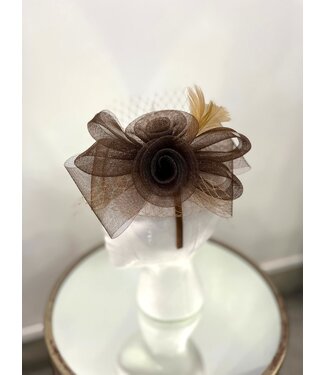 Double The Love Fascinator - Brown