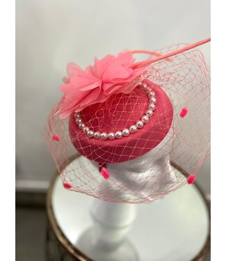 Lady Of Excellence Pearl Fascinator - Coral