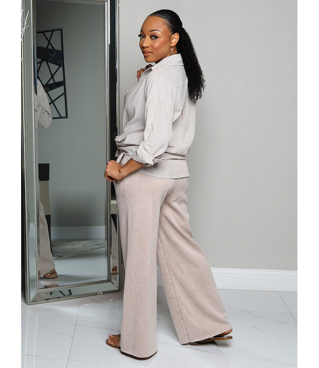 Making Rounds Striped Top - Taupe