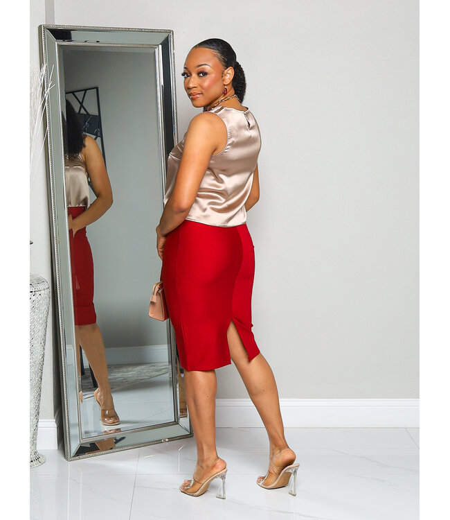 Pretty In Satin Top - Taupe