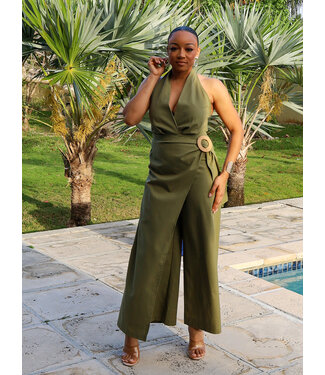 Wrap Me Up Jumpsuit  - Olive
