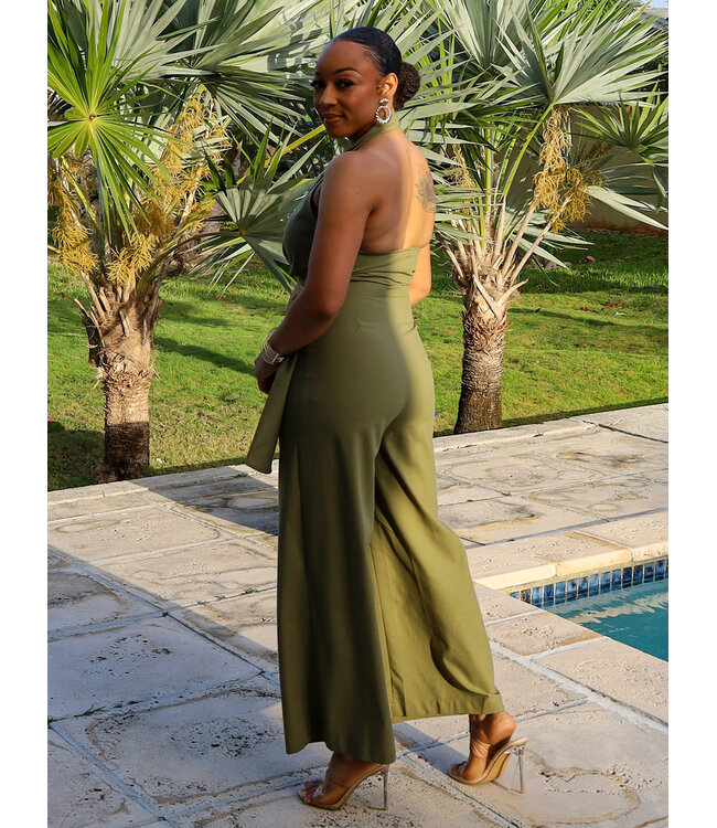Wrap Me Up Jumpsuit  - Olive