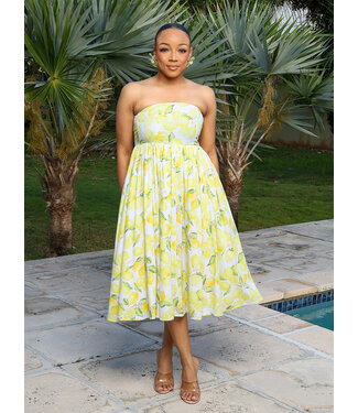 Sweet Citrus Bloom Midi Dress