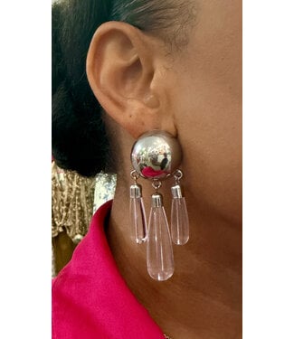 Let's Meet Up Acrylic Earrings - Silver