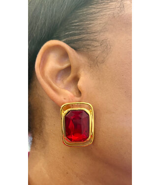 SQUARE UP EARRINGS - RED