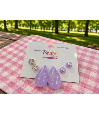 Step It Up 3 Pair Earring Set - Lavender