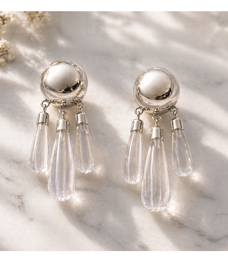 Let's Meet Up Acrylic Earrings - Silver