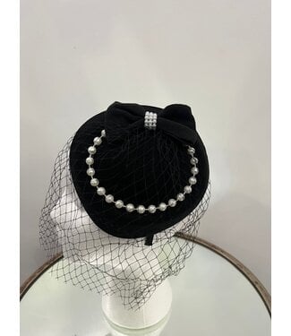 Graced In Pearls Fascinator - Black