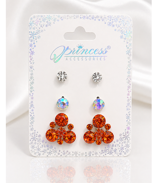 BIGGEST TREASURE 3 PAIR EARRING SET -  ORANGE