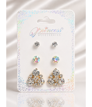 BIGGEST TREASURE 3 PAIR EARRING SET - CLEAR