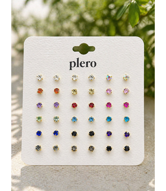 BITS N PIECES 18 PAIR EARRING SET - GOLD