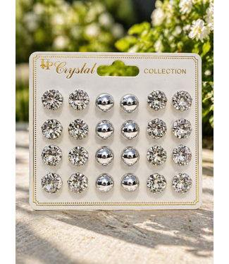 Point Blank 12 Pair Earring Set - Silver
