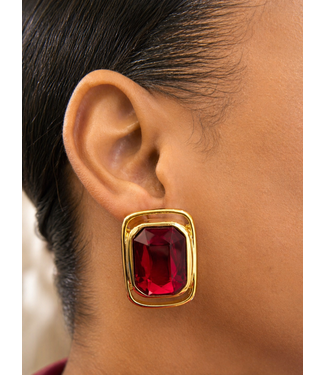 SQUARE UP EARRINGS - RED