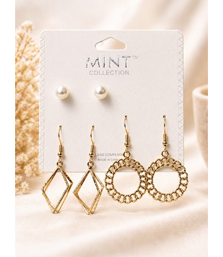 Mismatch 3 Pair Earring Set