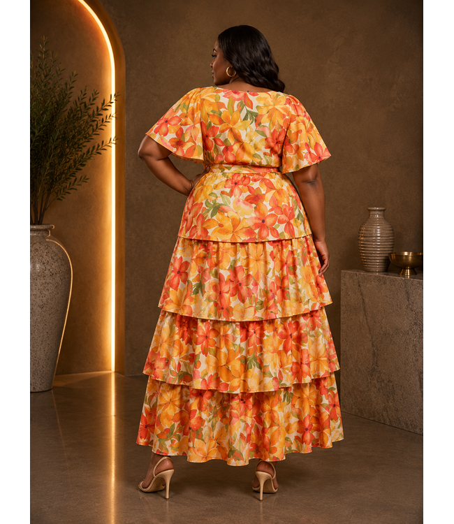 PLUS AUTUMN LEAVES MAXI DRESS