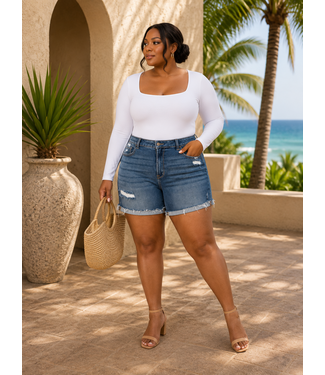 PLUS GIVE IT A GO DENIM SHORTS