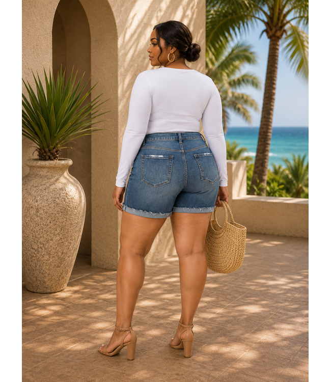 PLUS GIVE IT A GO DENIM SHORTS