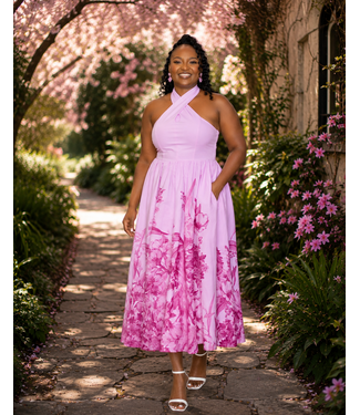 Sweet Bubblegum Petals Midi Dress
