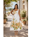 Golden Blossom Midi Dress