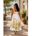 Golden Blossom Midi Dress