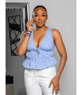 Picnic Date Striped Top - Blue