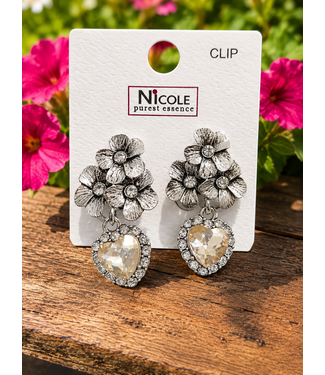 FLOWER POWER CLIP ON EARRINGS - TOPAZ
