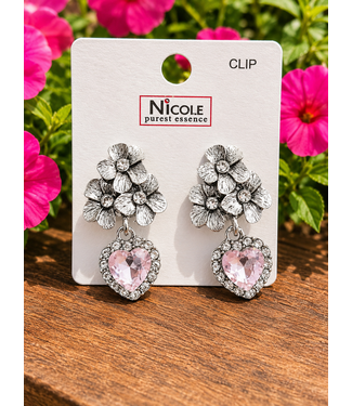 FLOWER POWER CLIP ON EARRINGS - LIGHT PINK