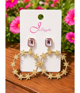 GIRL STAR DROP EARRINGS - PINK