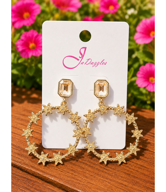GIRL STAR DROP EARRINGS - CHAMPAGNE