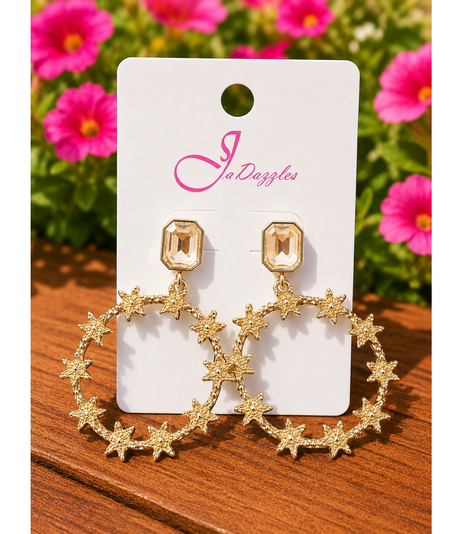 GIRL STAR DROP EARRINGS - CHAMPAGNE