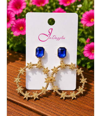 GIRL STAR DROP EARRINGS - ROYAL