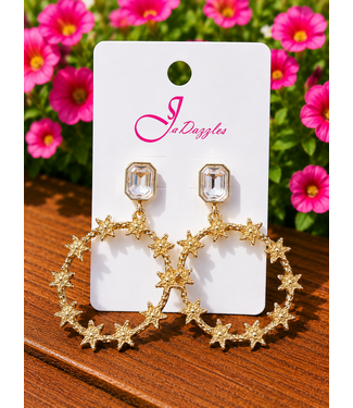 GIRL STAR DROP EARRINGS - CLEAR
