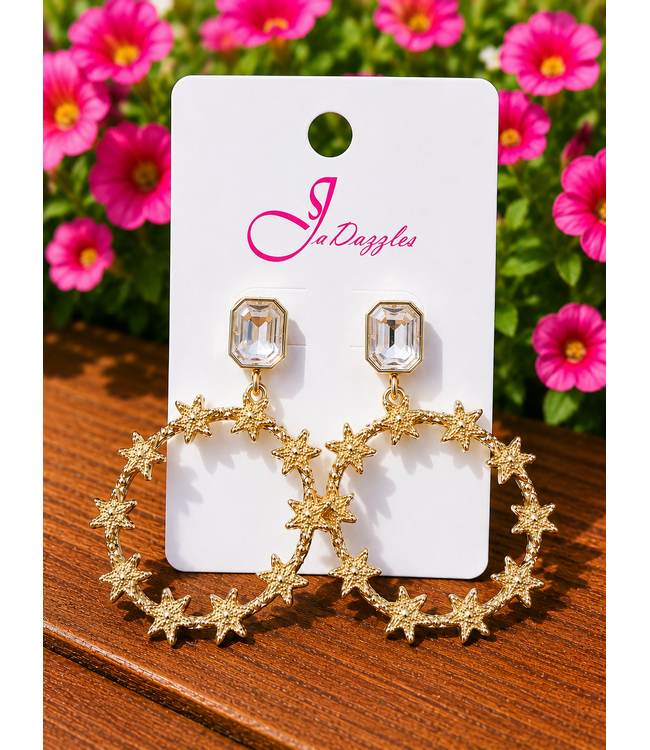GIRL STAR DROP EARRINGS - CLEAR