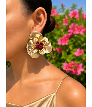 BIGGER BLOOM EARRINGS - BURGUNDY