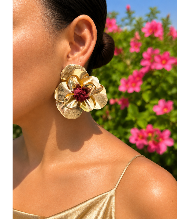 BIGGER BLOOM EARRINGS - BURGUNDY