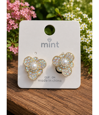 PLACE SET CLIP ON KNOB EARRINGS - GOLD IRIDESCENT