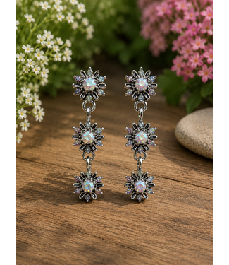 DOT TO DOT DROP EARRINGS - SILVER IRIDESCENT
