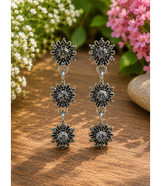 DOT TO DOT DROP EARRINGS - PEWTER