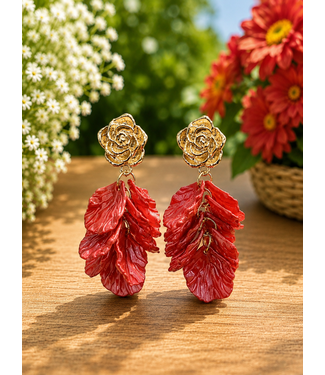 STACKING PETALS EARRINGS - RED