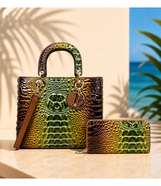 MATCH MY VIBE HANDBAG & WALLET SET - BROWN
