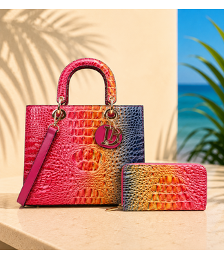MATCH MY VIBE HANDBAG & WALLET SET - ROSE