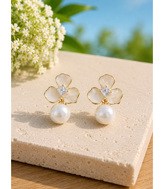 ONE LOOK PEARL DROP EARRINGS - WHITE