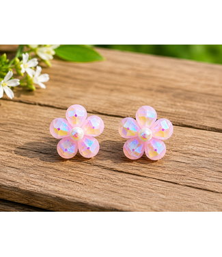 Play Time Floral Earrings - Light Pink