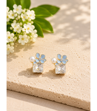 PIT PAT RHINESTONE EARRINGS - BLUE