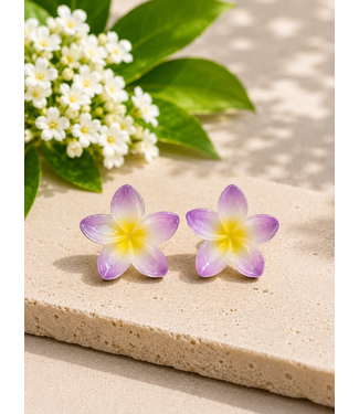 HIBISCUS IN BLOOM EARRINGS - PURPLE