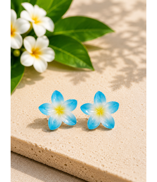 HIBISCUS IN BLOOM EARRINGS -AQUA
