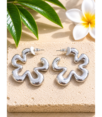 SQUIGGLE N TURN EARRINGS - SILVER